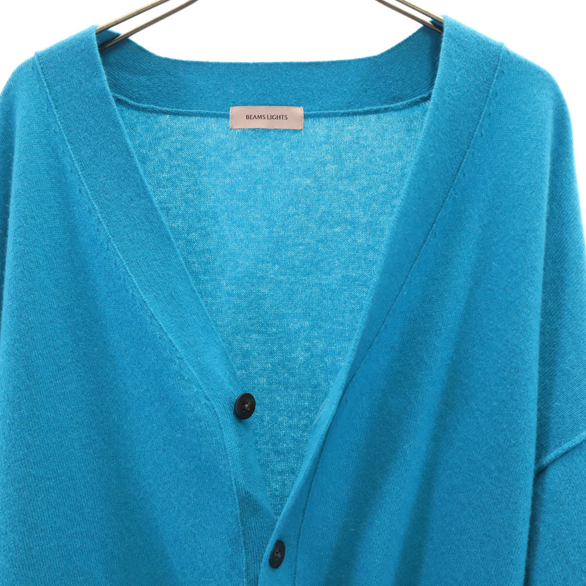 美品 BEAMS LIGHTS ビームスライツ カシミヤ100％ 長袖 Vネック ニットカーディガン L 水色 メンズ