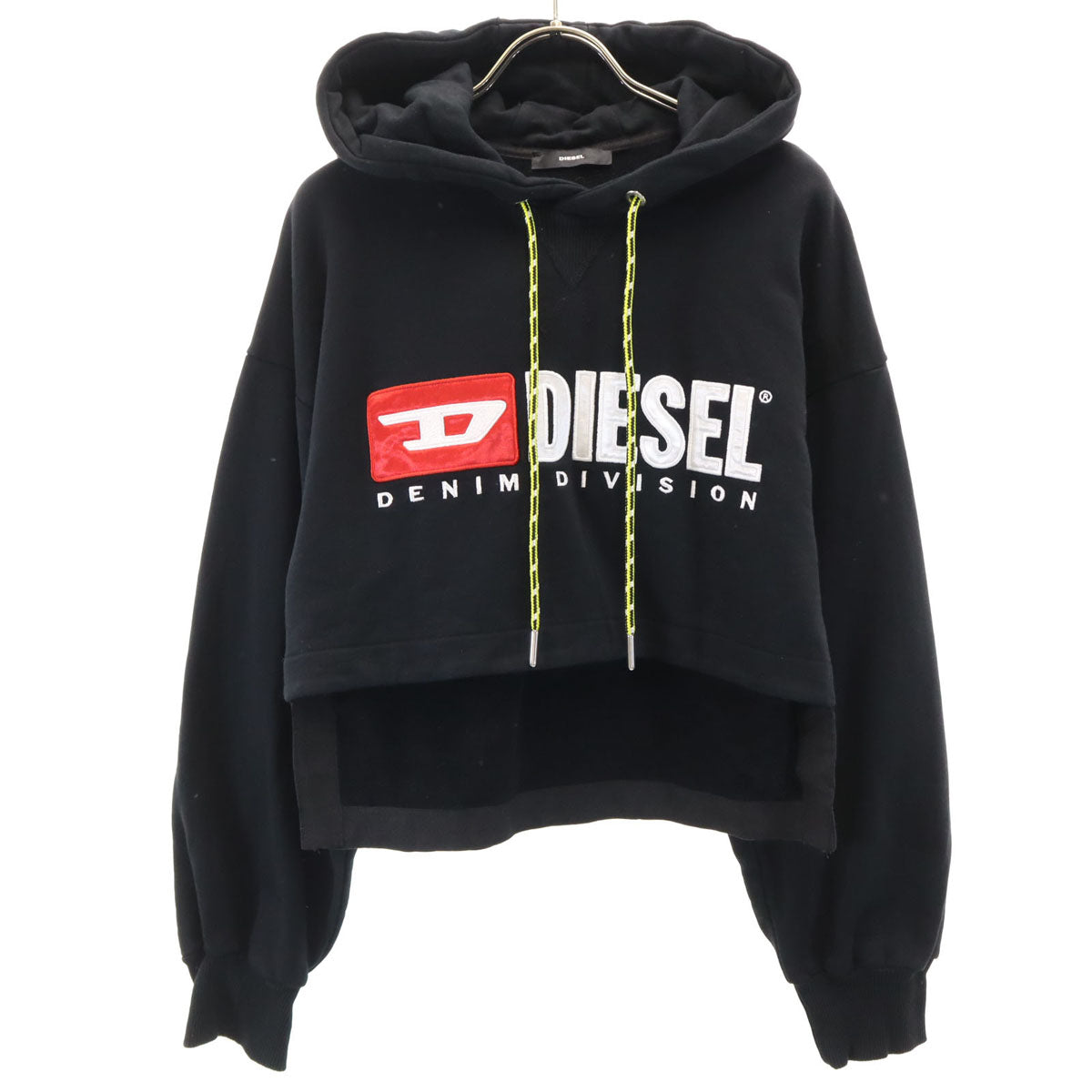 DIESEL ディーゼル 長袖 クロップド スウェットパーカー S ブラック レディース