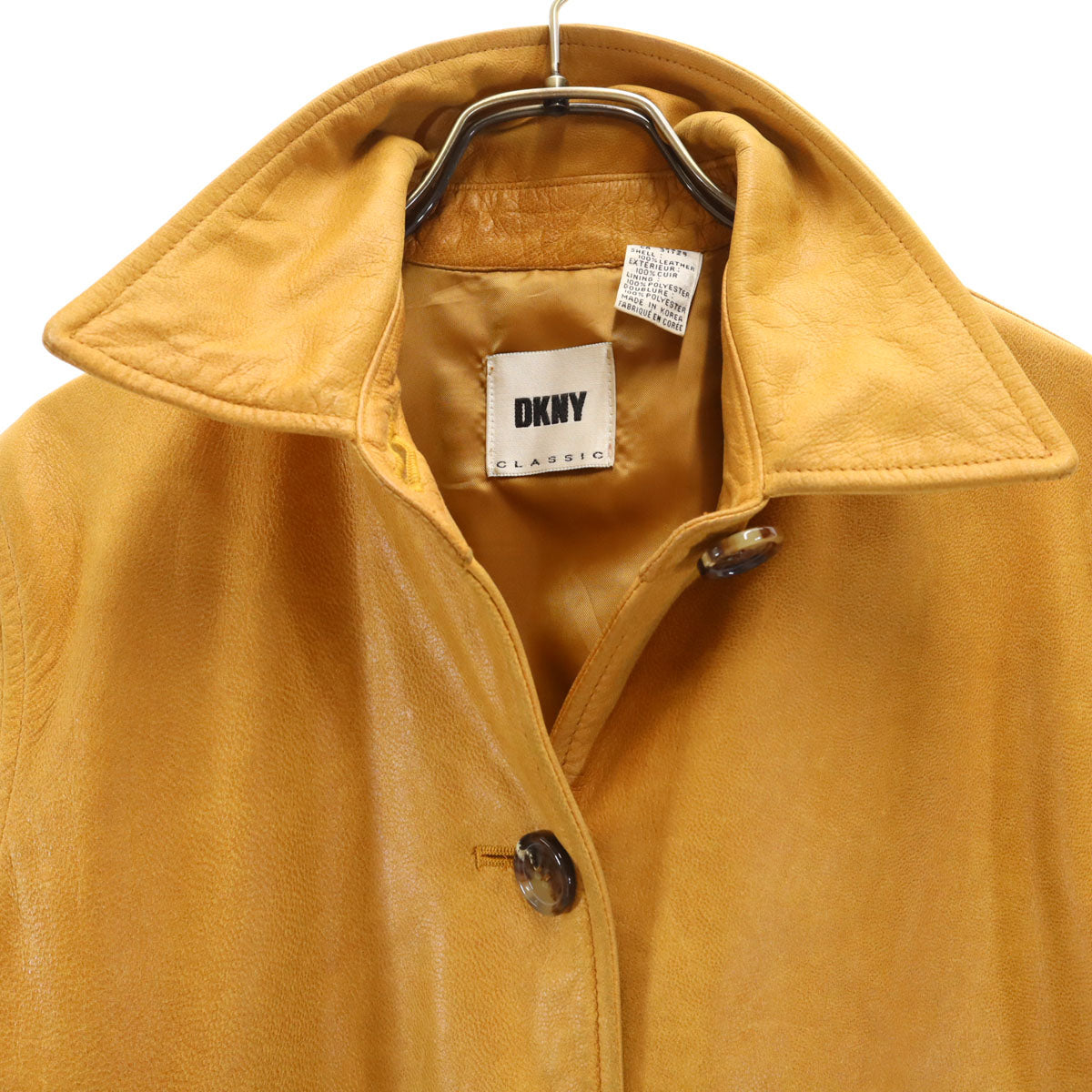 DKNY ディーケーエヌワイ レザージャケット P マスタード レディース