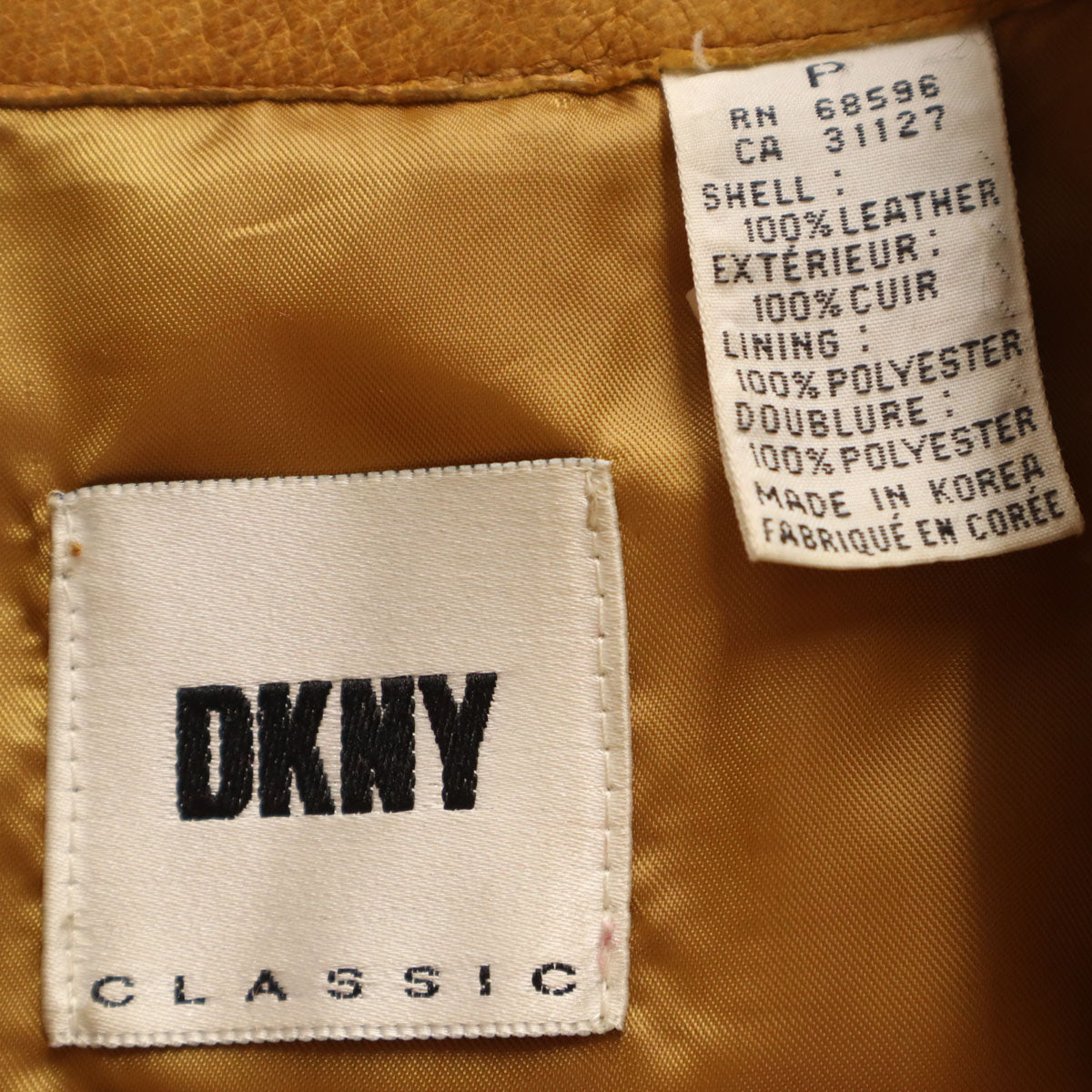 DKNY ディーケーエヌワイ レザージャケット P マスタード レディース