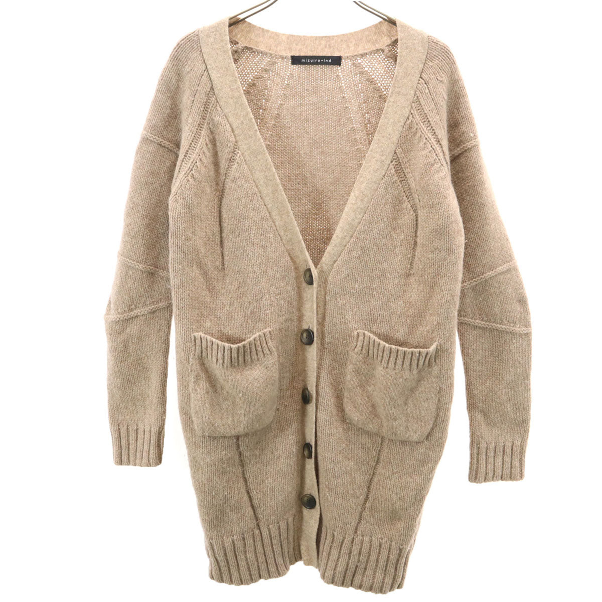 mizuiro ind ミズイロインド ウール 長袖 ニットカーディガン ベージュ系 レディース
