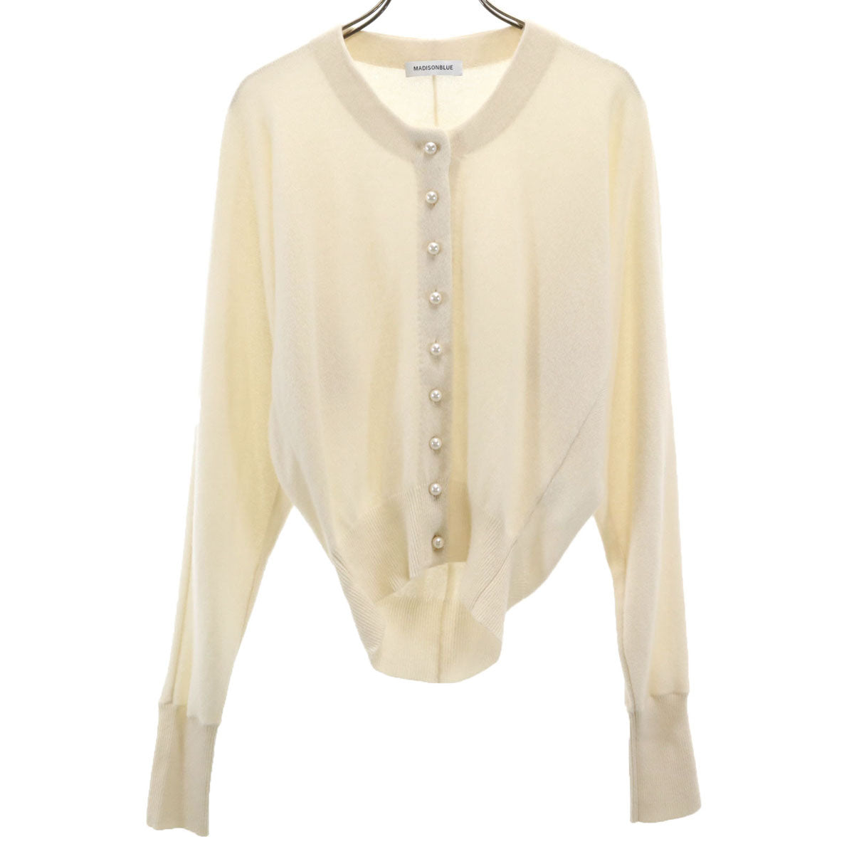 美品 MADISON BLUE マディソンブルー カシミヤ100％ 長袖 ニットカーディガン XS ホワイト レディース
