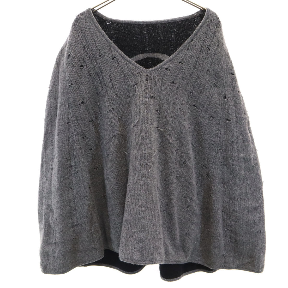 Lucien Pellat-Finet ルシアンペラフィネ イタリア製 バックスカル ニット ポンチョ グレー レディース