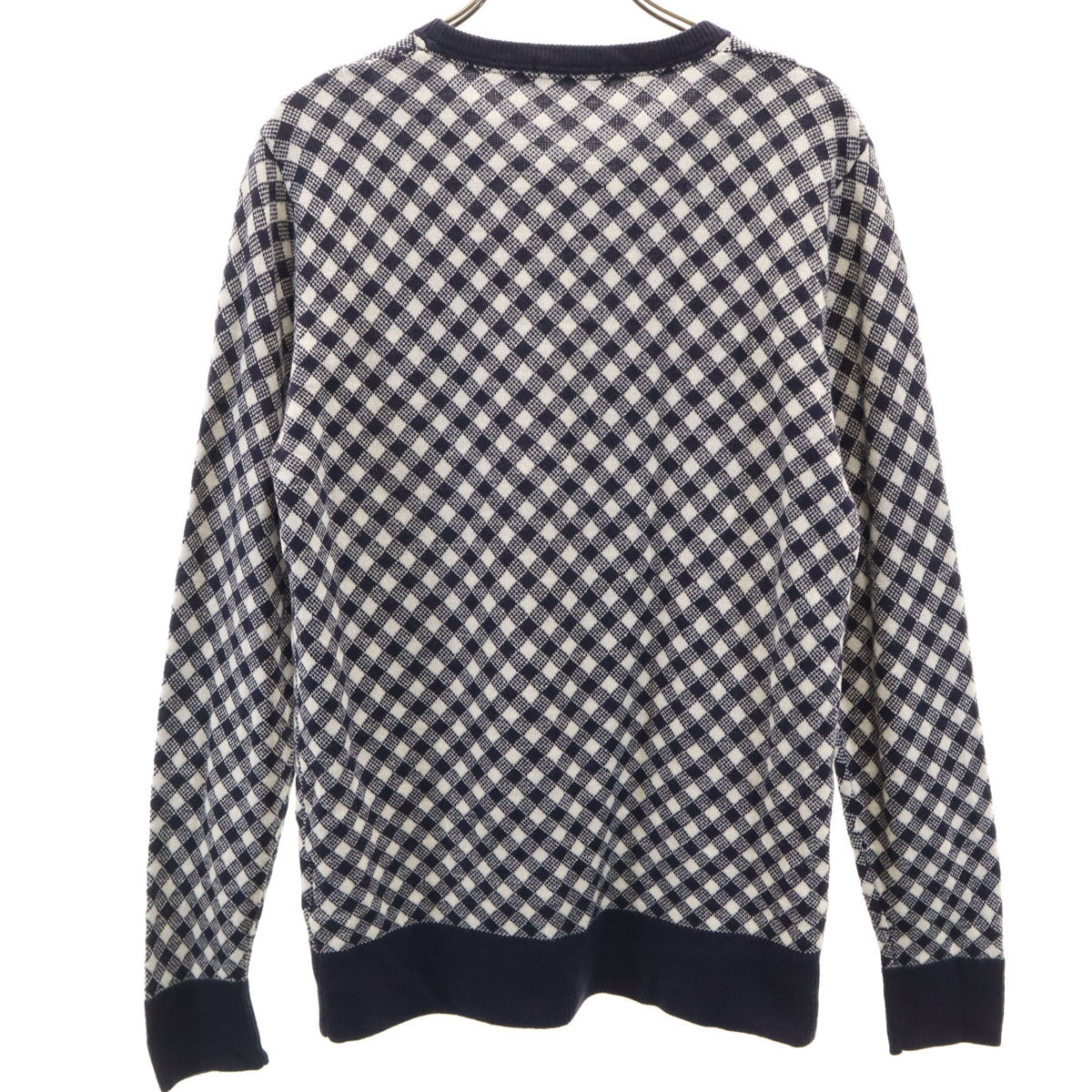 美品 BLACK LABEL CRESTBRIDGE ブラックレーベルクレストブリッジ チェック柄 長袖 ニット 2 ネイビー セーター メンズ