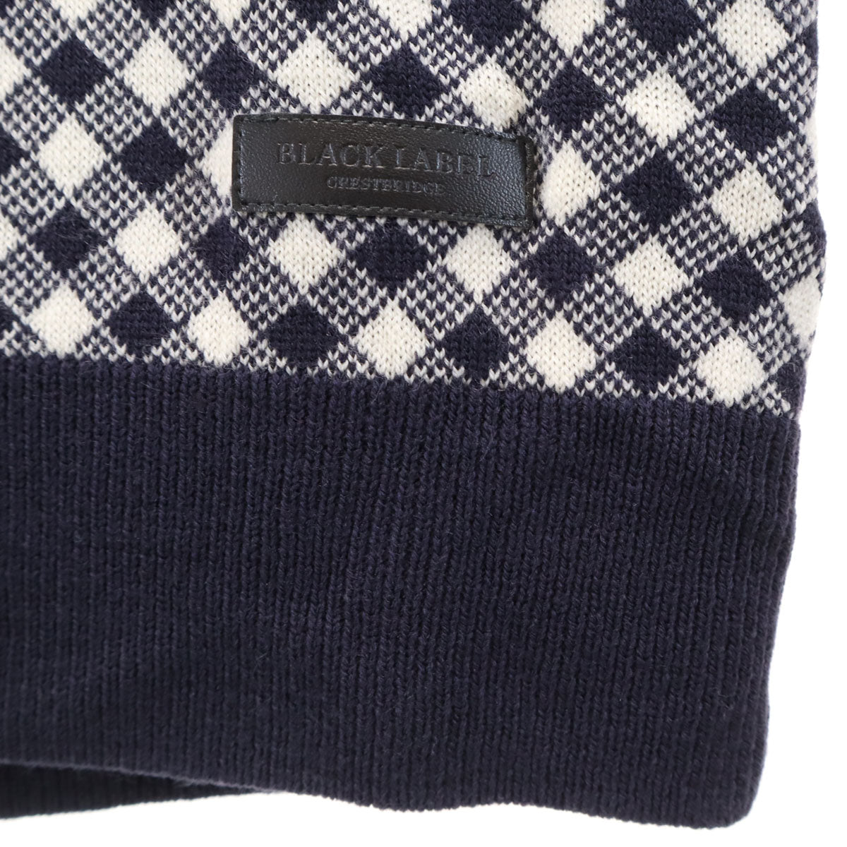 美品 BLACK LABEL CRESTBRIDGE ブラックレーベルクレストブリッジ チェック柄 長袖 ニット 2 ネイビー セーター メンズ