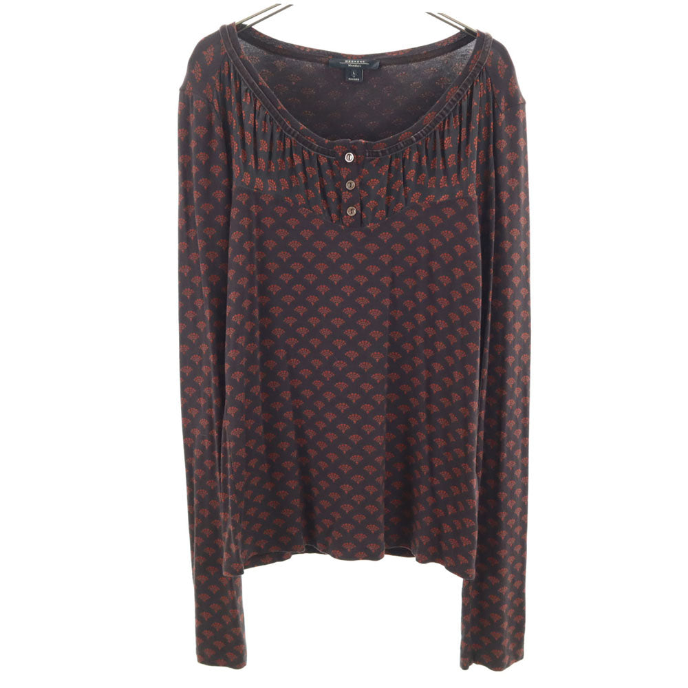 WEEKEND MaxMara ウィークエンドマックスマーラ 総柄 長袖 ヘンリーネック カットソー L ブラウン レディース