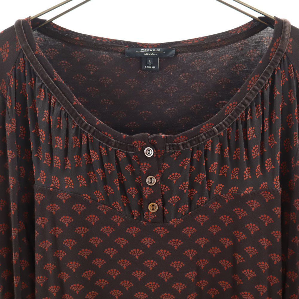 WEEKEND MaxMara ウィークエンドマックスマーラ 総柄 長袖 ヘンリーネック カットソー L ブラウン レディース