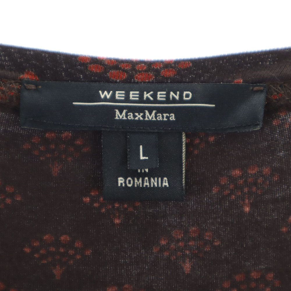 WEEKEND MaxMara ウィークエンドマックスマーラ 総柄 長袖 ヘンリーネック カットソー L ブラウン レディース