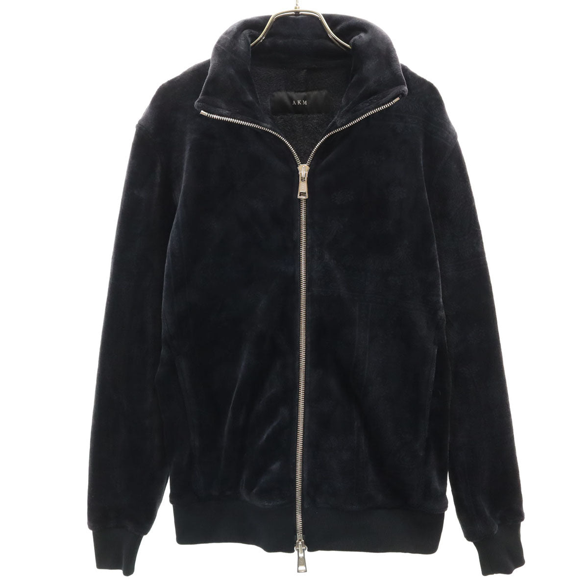 美品 AKM エイケイエム ペイズリ柄 ベロア ジャケット S ブラック メンズ