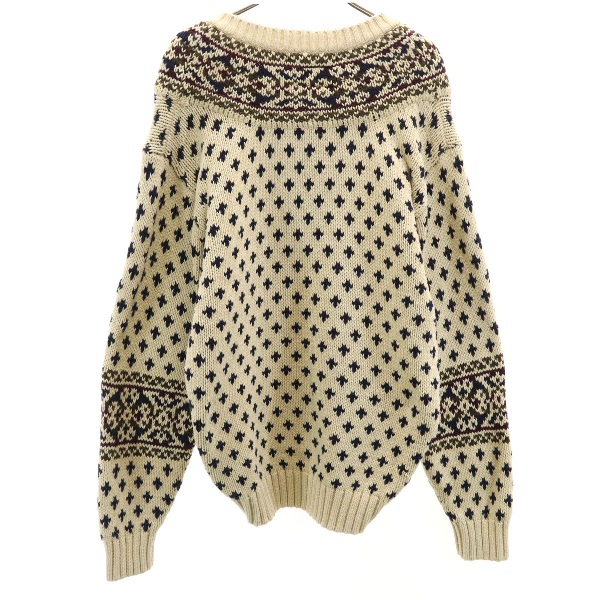 TOMMY HILFIGER トミーヒルフィガー 90s オールド 総柄 長袖 セーター M ベージュ ニット レディース