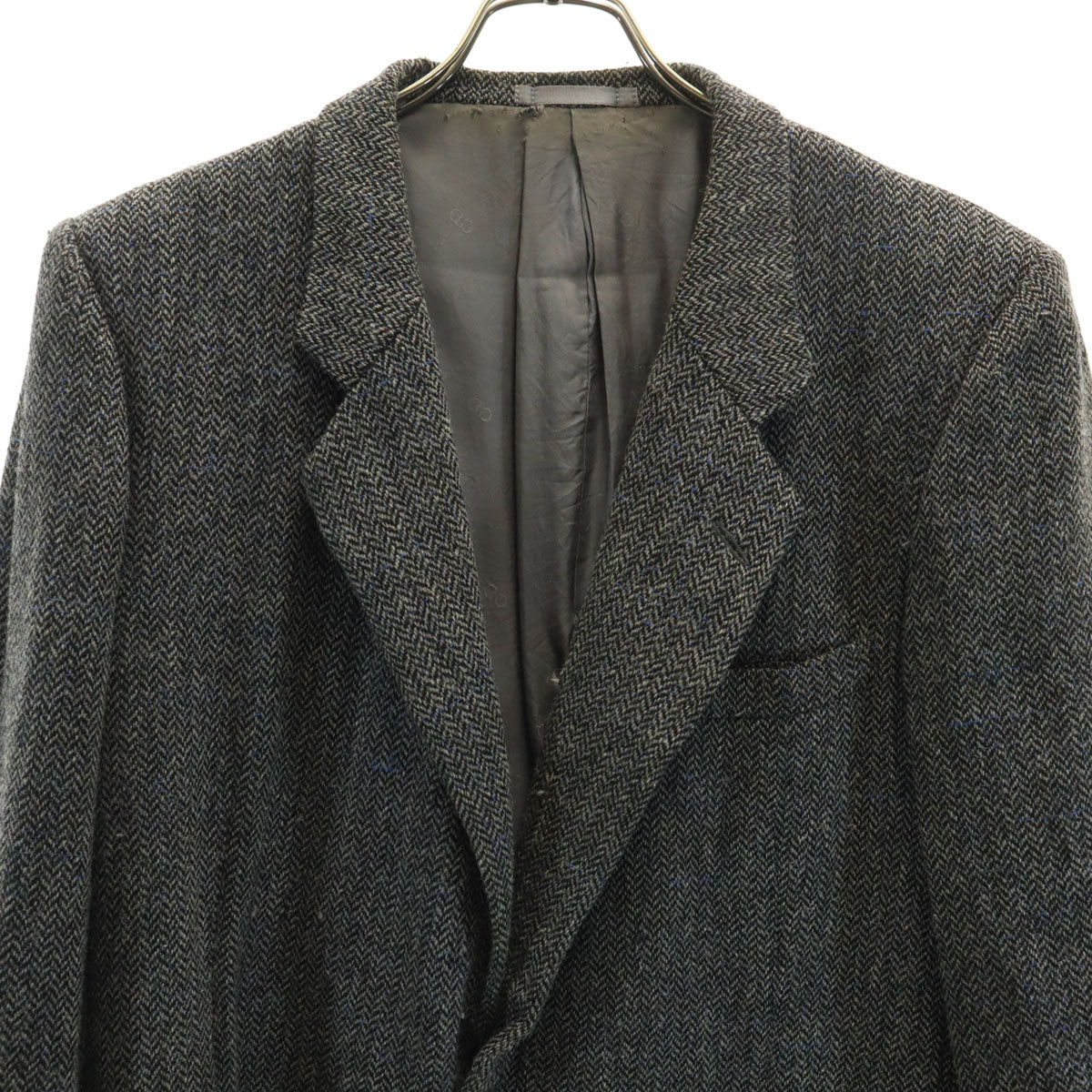 Christian Dior クリスチャンディオール 90s ウール オールド ヘリンボーン柄 テーラードジャケット BE-5 グレー メンズ
