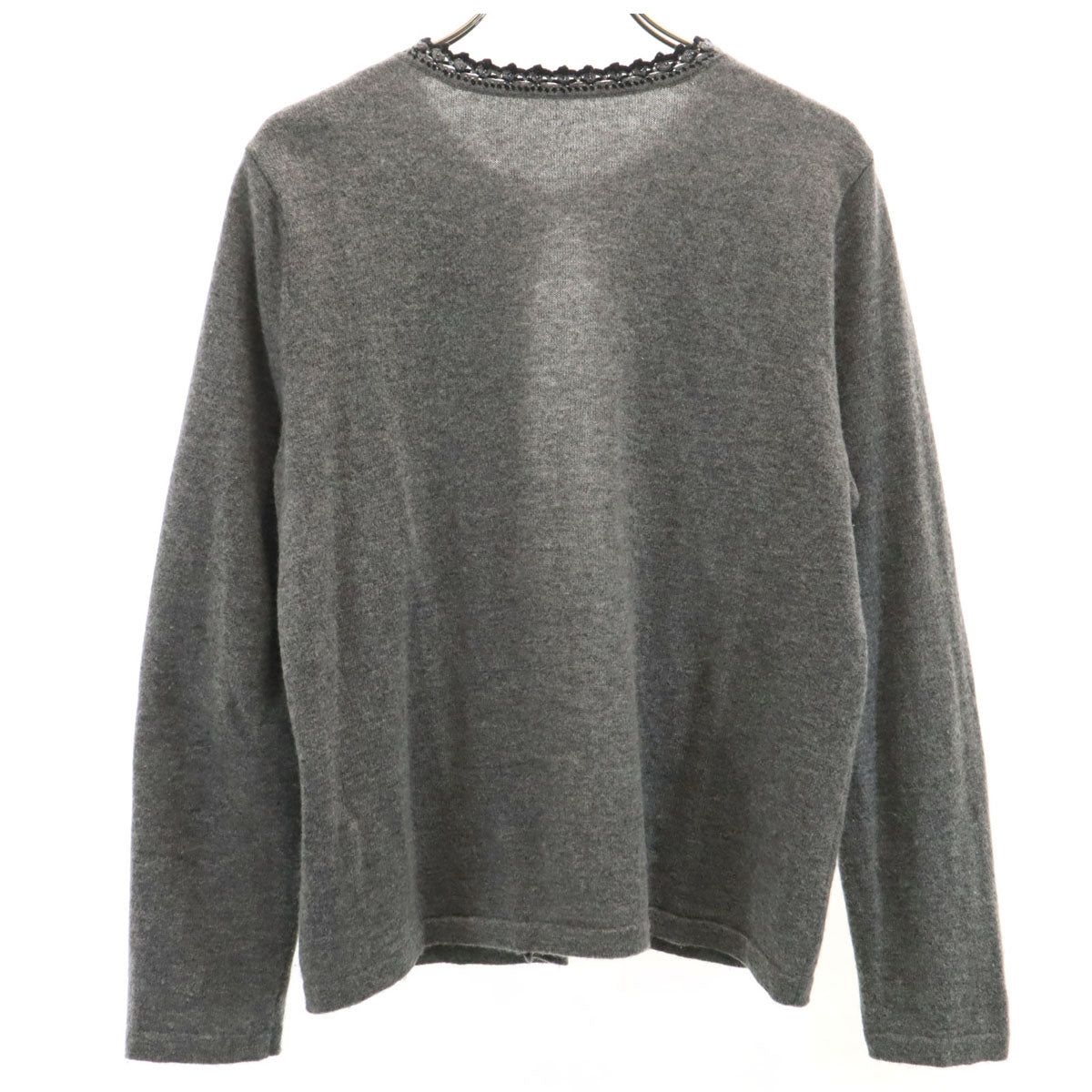 Leilian レリアン カシミヤ100％ 長袖 ニットカーディガン 11 グレー レディース