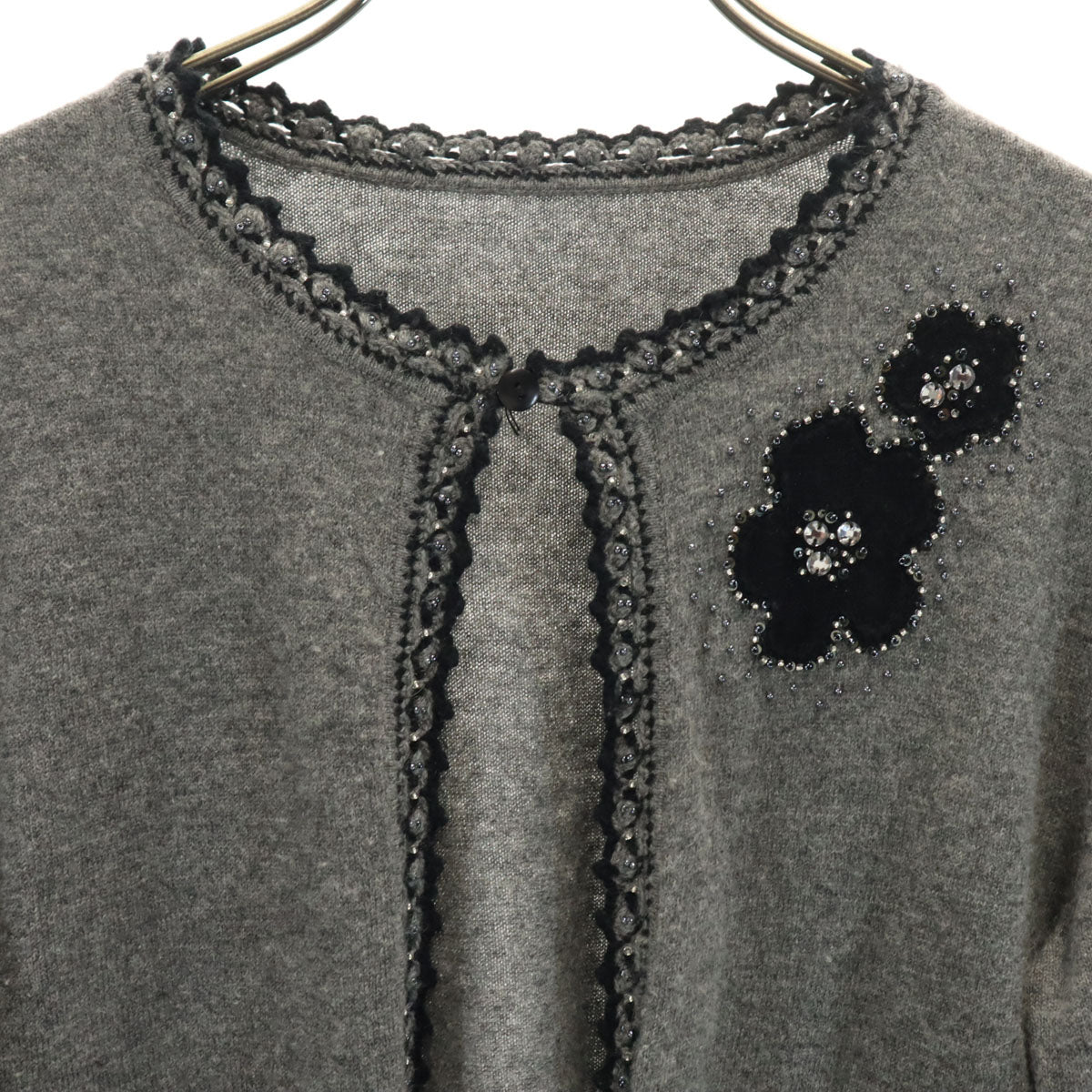 Leilian レリアン カシミヤ100％ 長袖 ニットカーディガン 11 グレー レディース