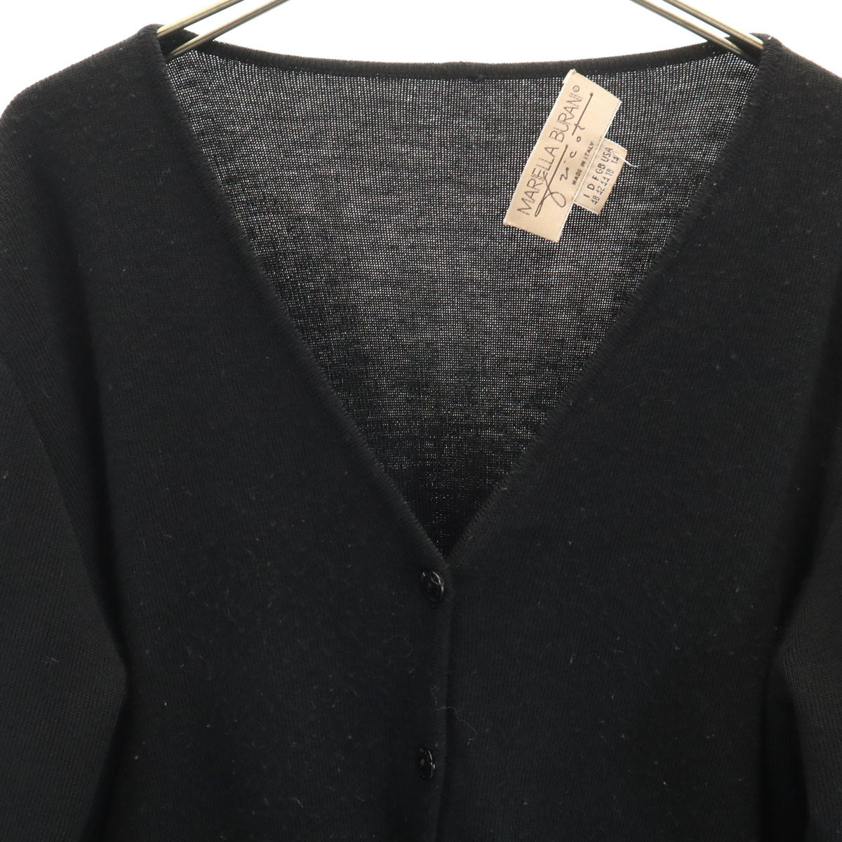 MARIELLA BURANI マリエラブラーニ イタリア製 長袖 ニットカーディガン USA14 ブラック レディース