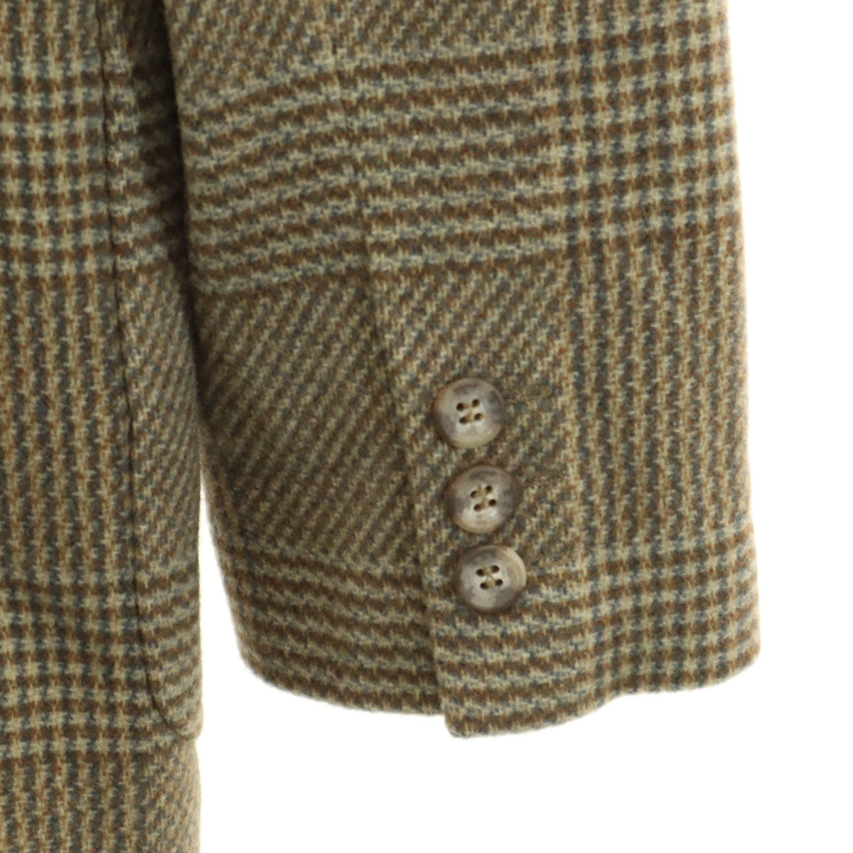 Emporio Armani エンポリオアルマーニ 90s イタリア製 カシミヤブレンド オールド チェック柄 テーラードジャケット 40 ベージュ系 レディース