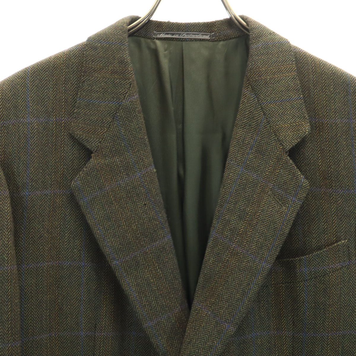 Ermenegildo Zegna エルメネジルドゼニア ヘリンボーン柄 テーラードジャケット 52 グリーン系 メンズ