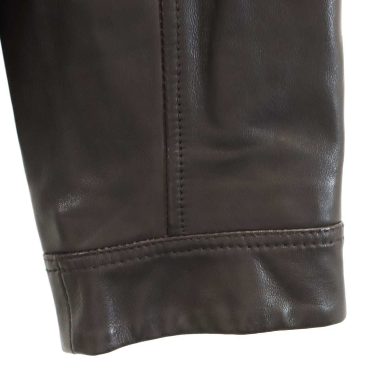 未使用 TOMMY HILFIGER トミーヒルフィガー レザー シングルライダースジャケット 52 ブラウン メンズ