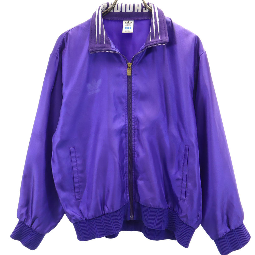 adidas アディダス 80s ヴィンテージ デサント製 トレフォイルロゴ ジャケット M パープル ウインドブレーカー メンズ