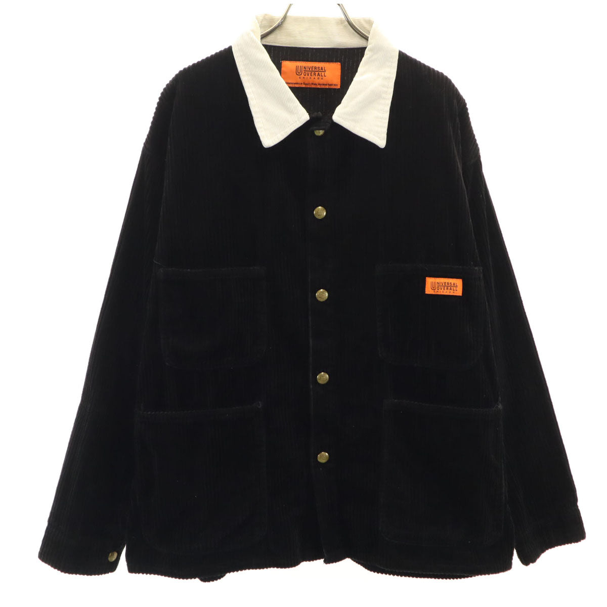 UNIVERSAL OVERALL ユニバーサルオーバーオール コーデュロイ カバーオール S ブラック メンズ