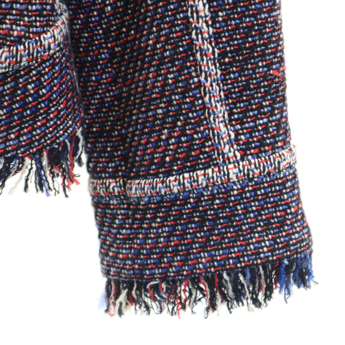 未使用 DKNY ディーケーエヌワ ダナキャランニューヨーク ツイード ノーカラージャケット 0 マルチ レディース