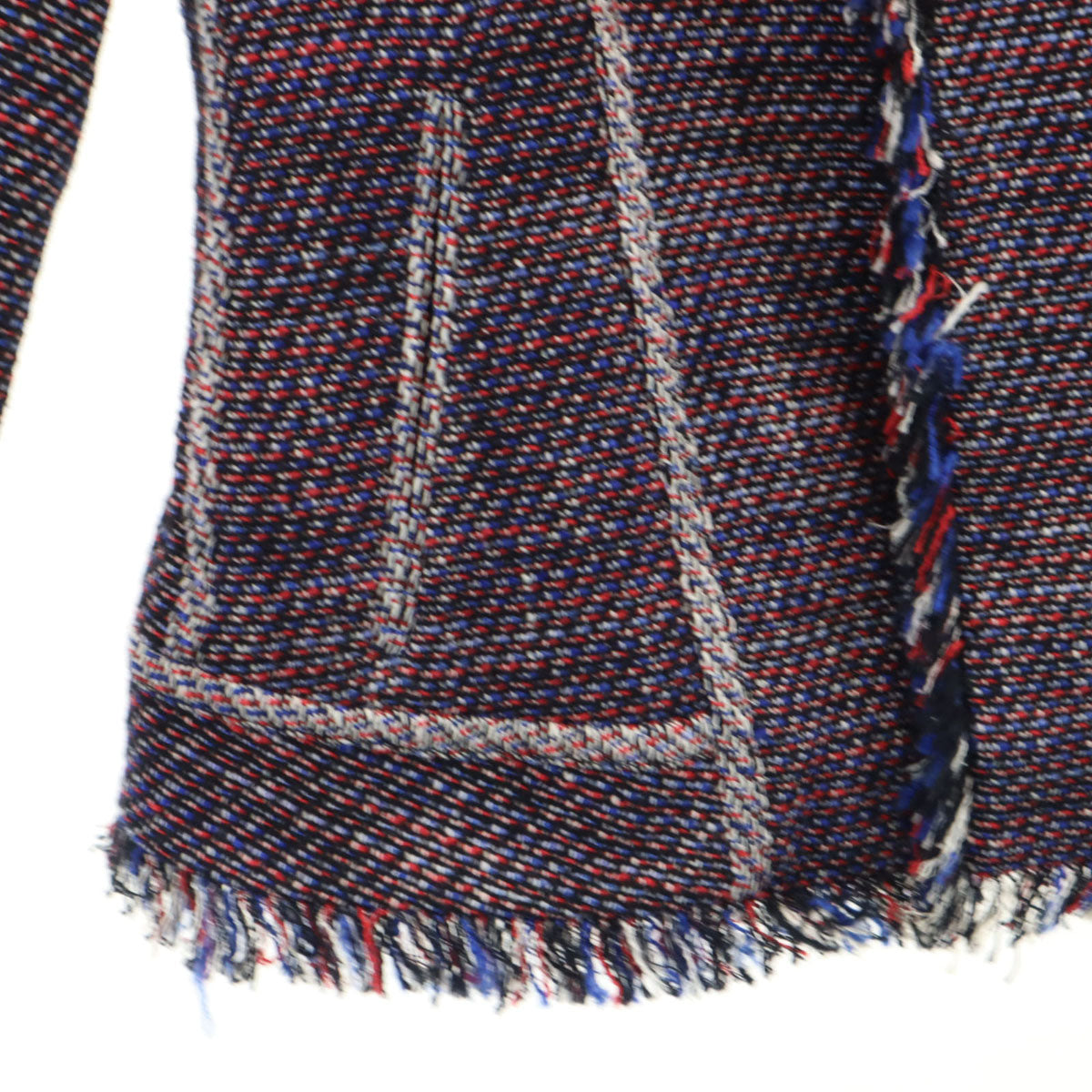 未使用 DKNY ディーケーエヌワ ダナキャランニューヨーク ツイード ノーカラージャケット 0 マルチ レディース