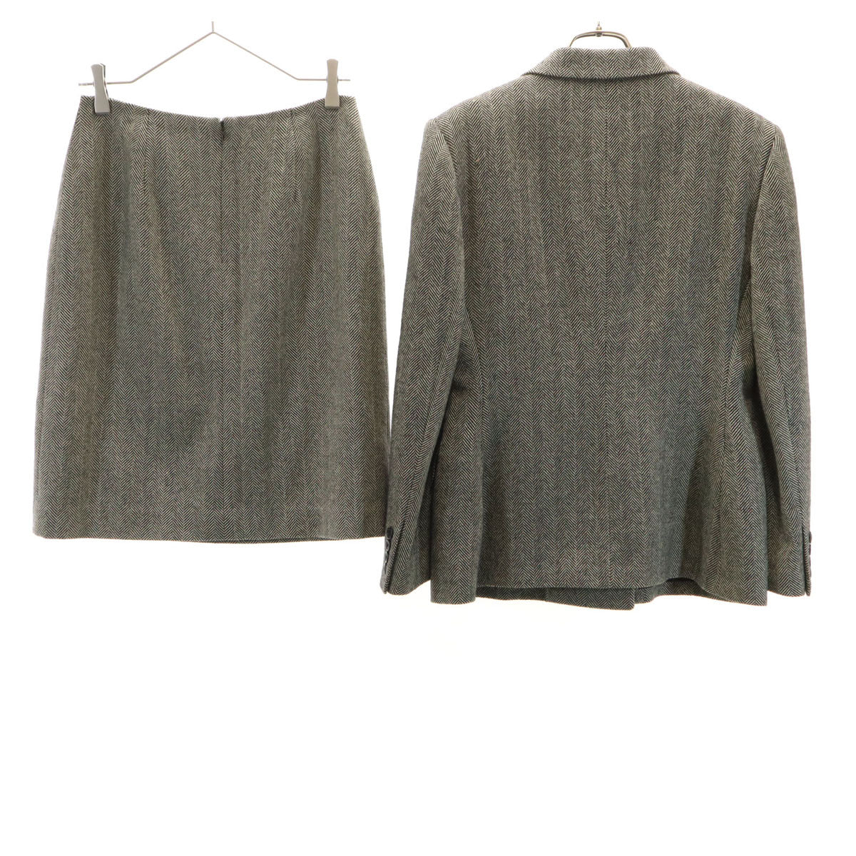 RALPH LAUREN COLLECTION ラルフローレン コレクション ヘリンボーン ダブルブレスト スカートスーツ 上下 セットアップ 11 グレージュ レディース