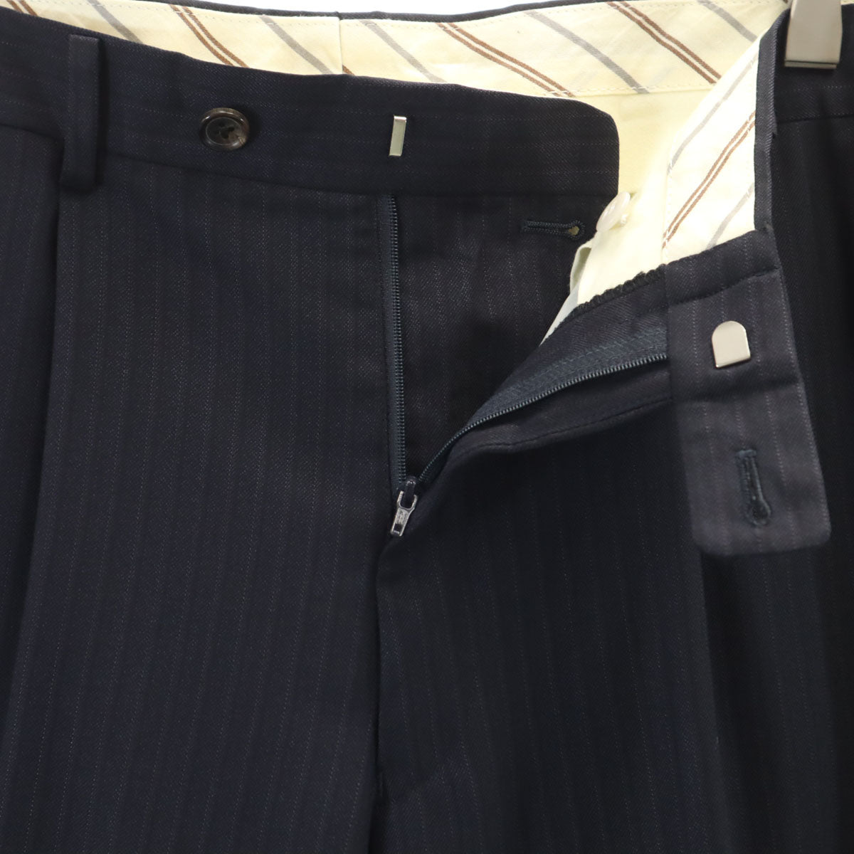 TROJAN トロージャン 日本製 ストライプ柄 エルメネジルドゼニア生地 スーツ 上下 セットアップ AB5 ネイビー メンズ