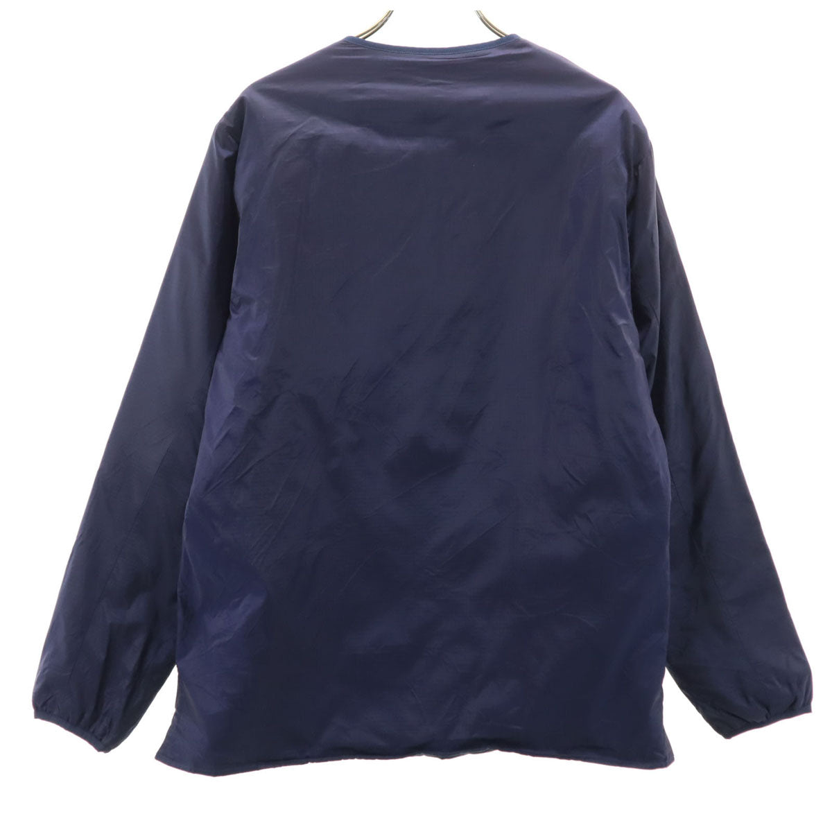 nano universe ナノユニバース リップストップ ノーカラー 中綿ジャケット M ネイビー メンズ