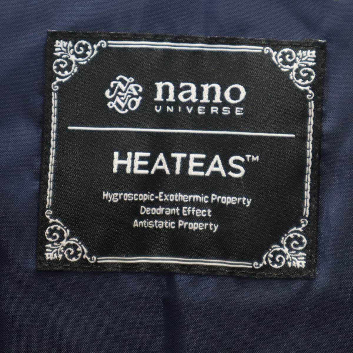 nano universe ナノユニバース リップストップ ノーカラー 中綿ジャケット M ネイビー メンズ