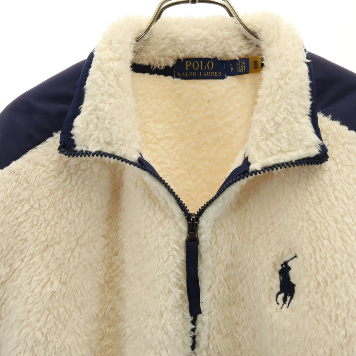 美品 POLO RALPH LAUREN ポロラルフローレン フリースジャケット S アイボリー メンズ