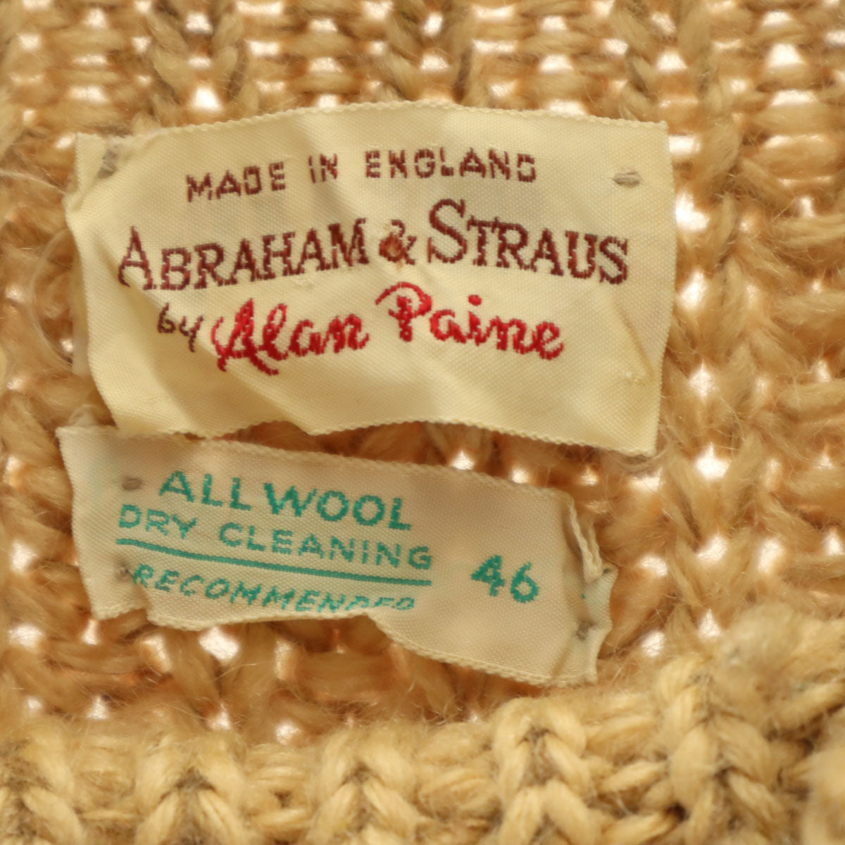 Alan Paine アランペイン 80s 90s イングランド製 オールド 長袖 タートルネック セーター 46 ベージュ ニット メンズ