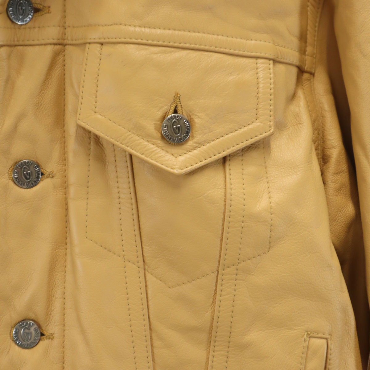 GIANNI VALENTINO ジャンニヴァレンティノ 牛革レザー トラッカー ジャケット S キャメル メンズ