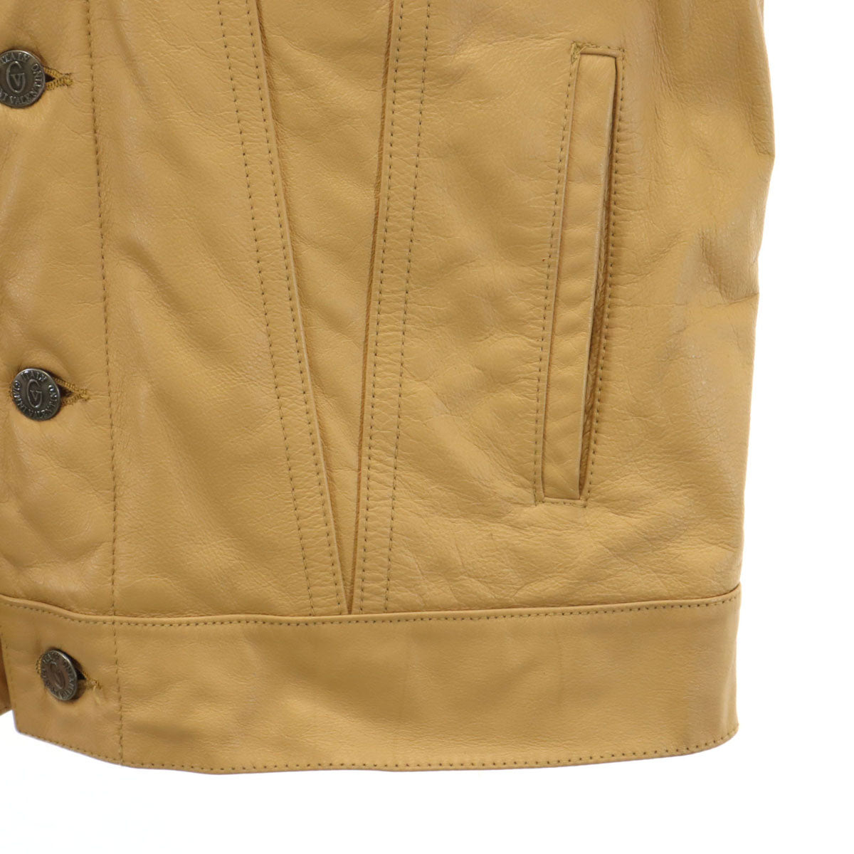 GIANNI VALENTINO ジャンニヴァレンティノ 牛革レザー トラッカー ジャケット S キャメル メンズ