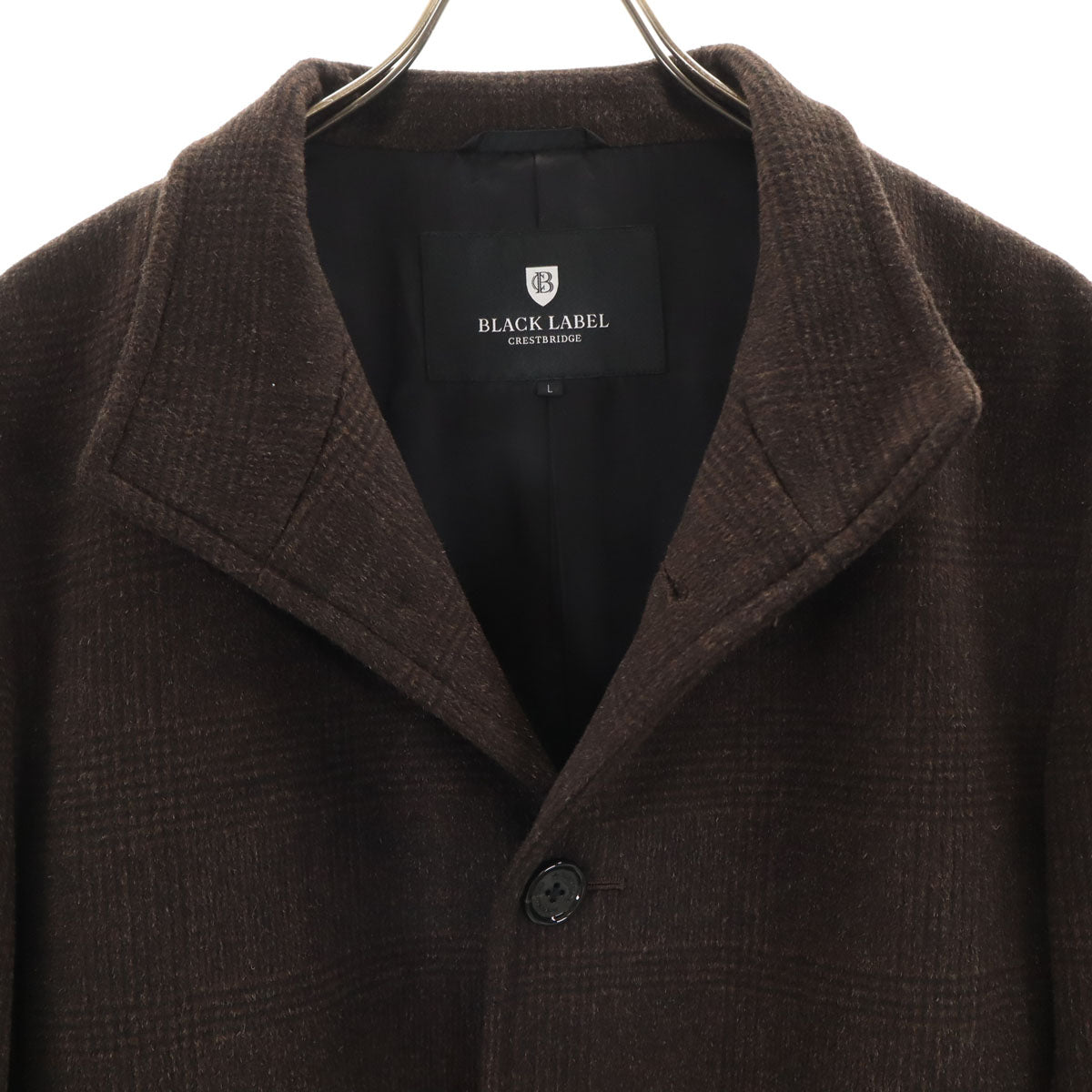 BLACK LABEL CRESTBRIDGE ブラックレーベルクレストブリッジ チェック柄 ウールコート L ブラウン メンズ