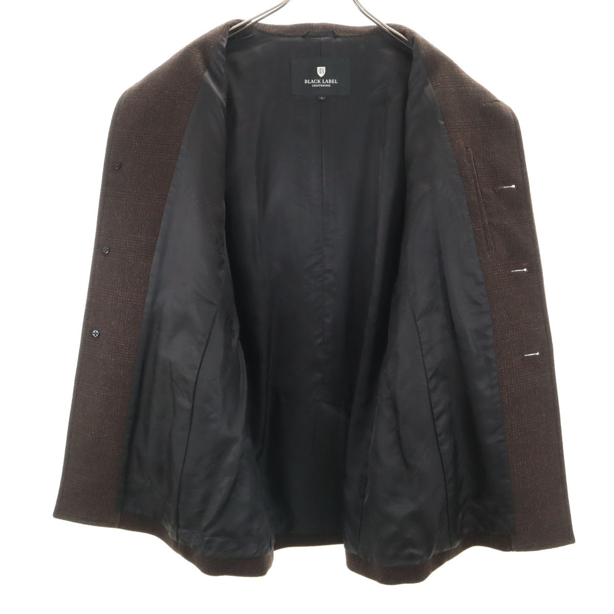 BLACK LABEL CRESTBRIDGE ブラックレーベルクレストブリッジ チェック柄 ウールコート L ブラウン メンズ