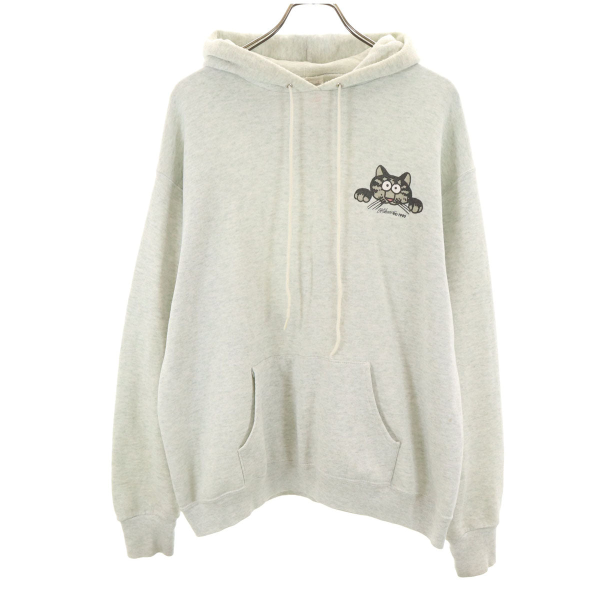 FRUIT OF THE LOOM フルーツオブザルーム 80s USA製 ヴィンテージ バックプリント クリバンキャット 長袖 スウェットパーカー L グレー メンズ