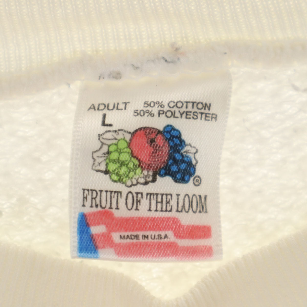 FRUIT OF THE LOOM フルーツオブザルーム 90s USA製 オールド チキチキマシン猛レース ケンケン 長袖 スウェット トレーナー L ホワイト メンズ