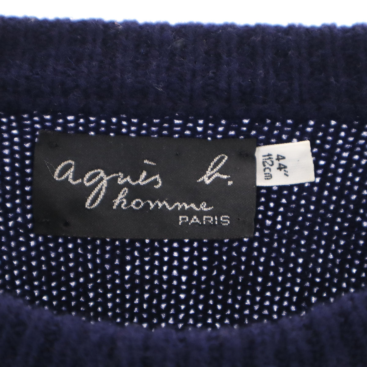 agnes b. homme アニエスベーオム スコットランド製 長袖 セーター 44 ネイビー ニット メンズ