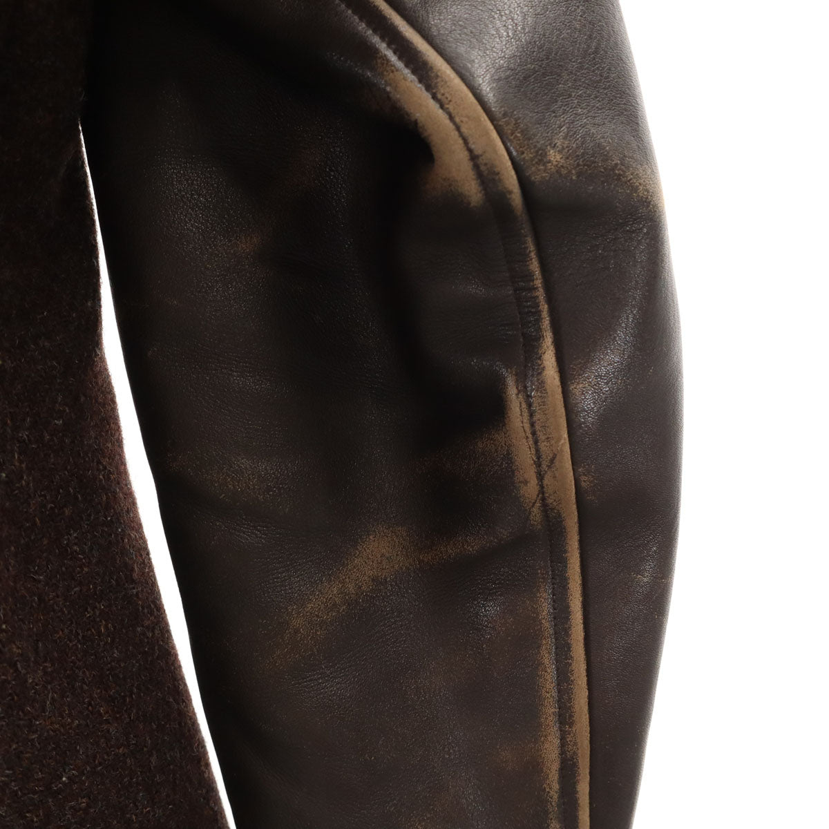 Paul Smith JEANS ポールスミスジーンズ スタジャン L ブラウン系 ハリスツイード 袖レザー メンズ