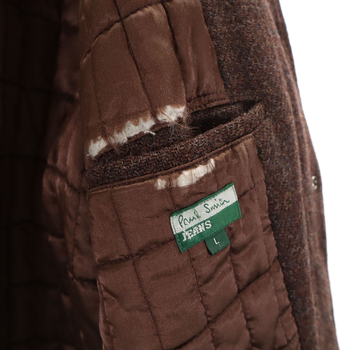 Paul Smith JEANS ポールスミスジーンズ スタジャン L ブラウン系 ハリスツイード 袖レザー メンズ
