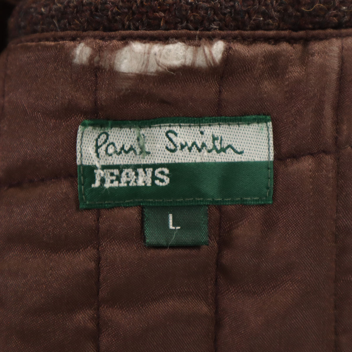 Paul Smith JEANS ポールスミスジーンズ スタジャン L ブラウン系 ハリスツイード 袖レザー メンズ