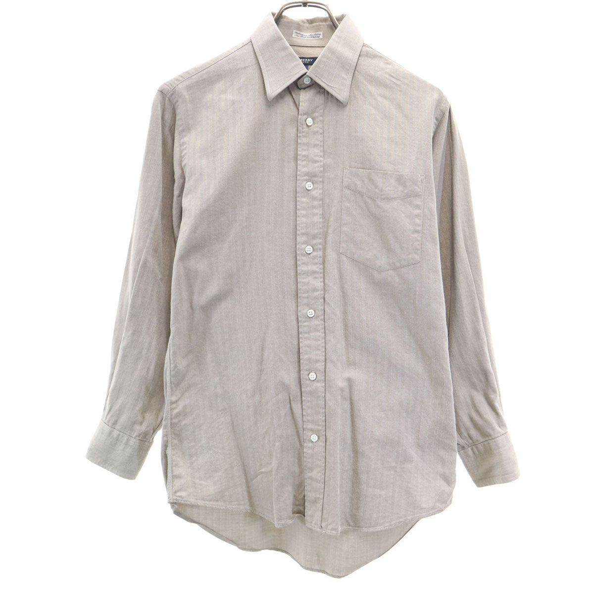 BURBERRY LONDON バーバリーロンドン 日本製 ヘリンボーン 長袖 シャツ 37-78 グレージュ 三陽商会 メンズ