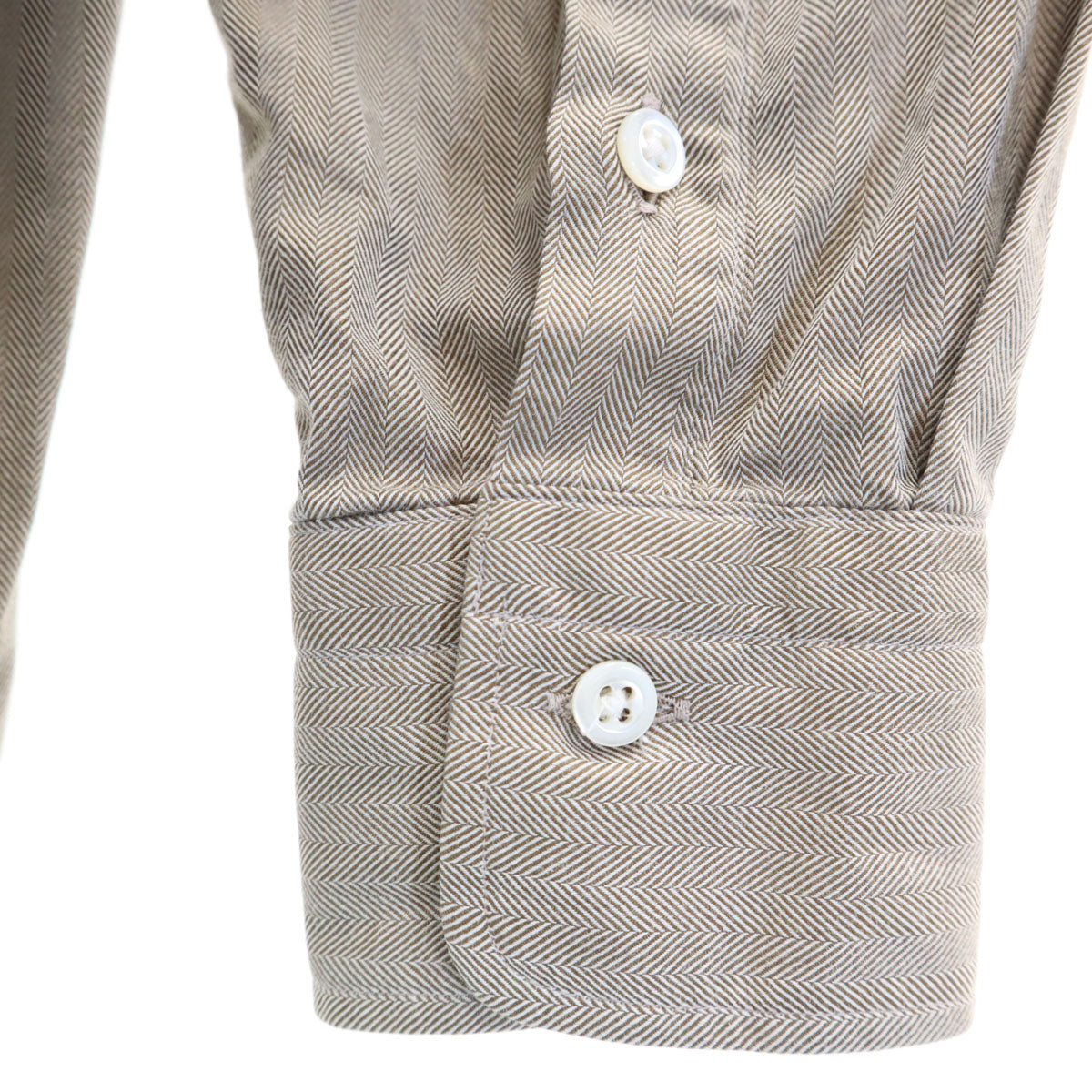 BURBERRY LONDON バーバリーロンドン 日本製 ヘリンボーン 長袖 シャツ 37-78 グレージュ 三陽商会 メンズ