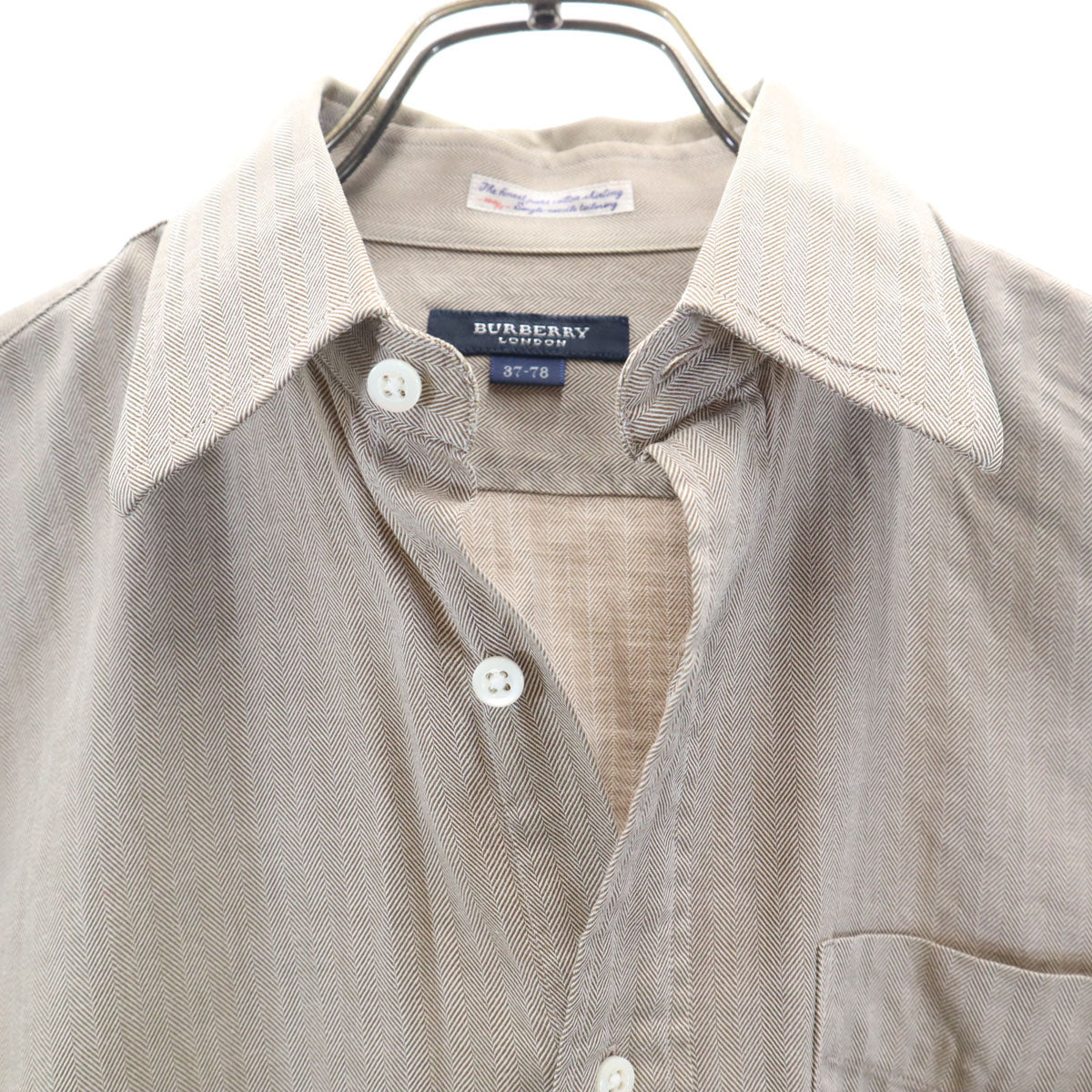 BURBERRY LONDON バーバリーロンドン 日本製 ヘリンボーン 長袖 シャツ 37-78 グレージュ 三陽商会 メンズ