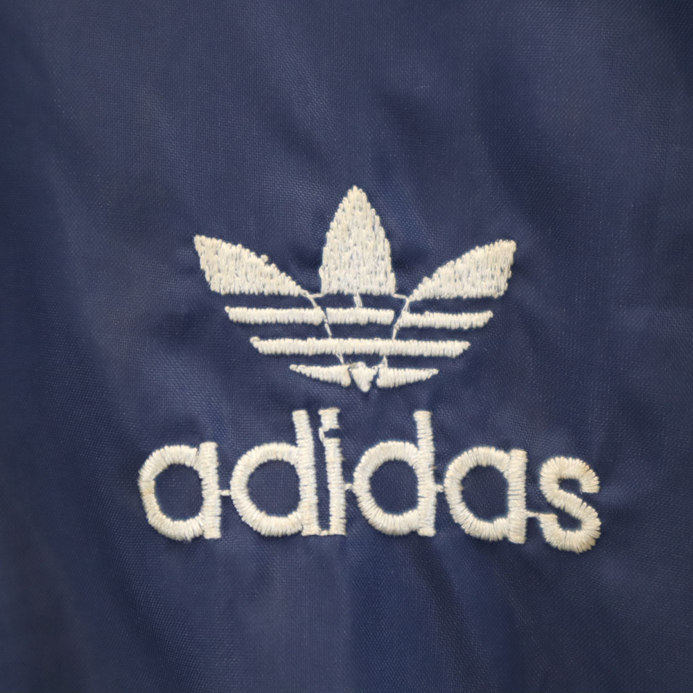 adidas アディダス 70s 80s ヴィンテージ デサント製 トレフォイルロゴ ナイロンジャケット M ネイビー フード有り メンズ