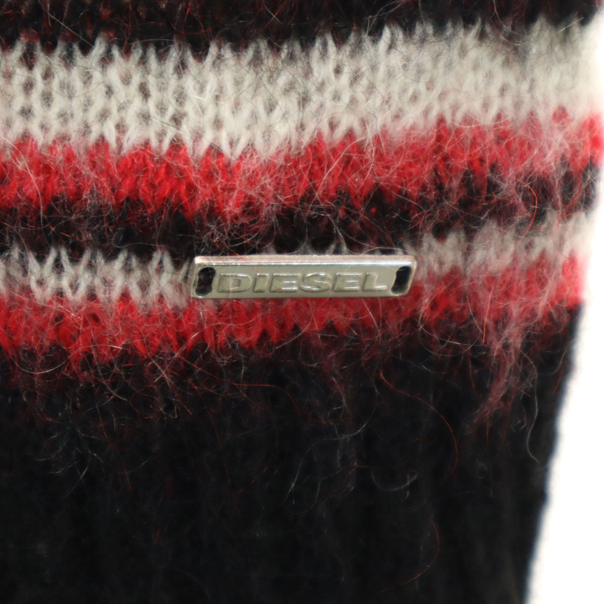 DIESEL ディーゼル イタリア製 ボーダー柄 長袖 Vネック ニットカーディガン S ブラック メンズ