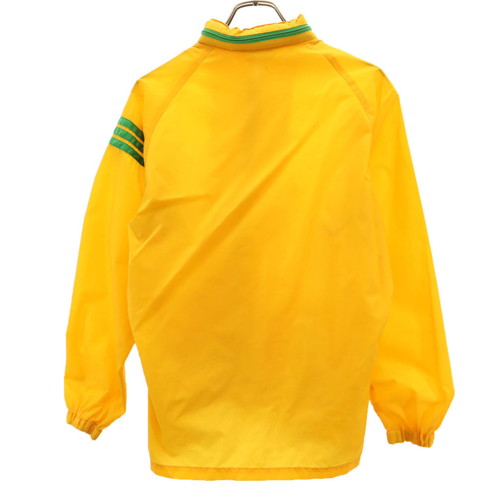 adidas アディダス 70s ヴィンテージ デサント製 トレフォイルロゴ ナイロンジャケット M イエロー フード有り メンズ