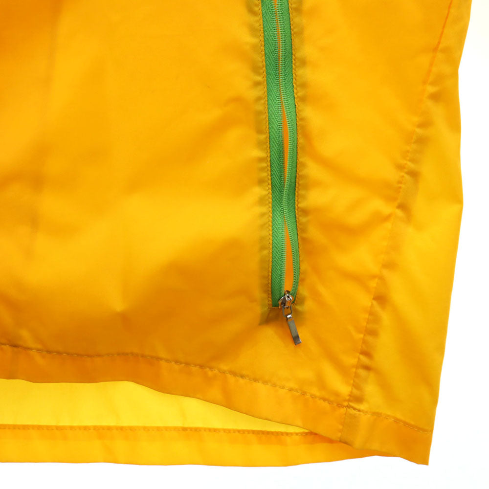 adidas アディダス 70s ヴィンテージ デサント製 トレフォイルロゴ ナイロンジャケット M イエロー フード有り メンズ