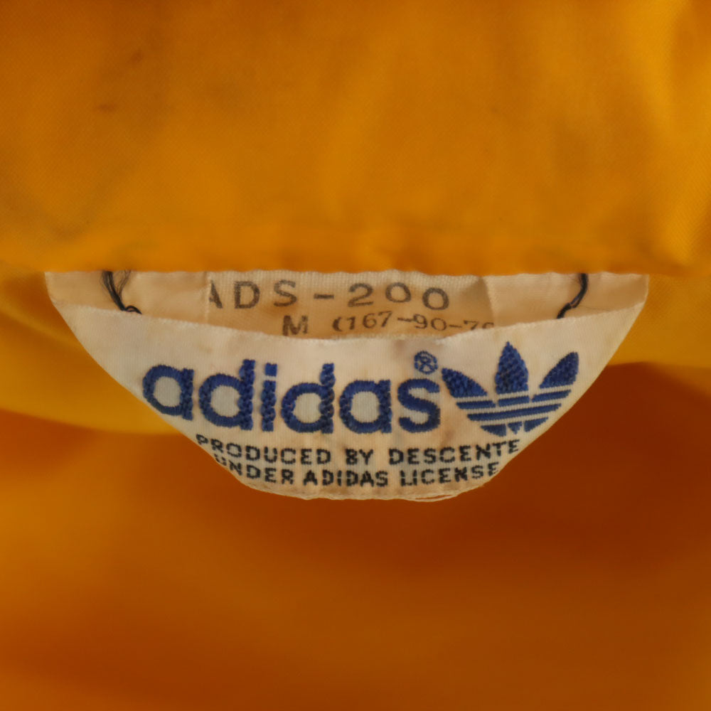 adidas アディダス 70s ヴィンテージ デサント製 トレフォイルロゴ ナイロンジャケット M イエロー フード有り メンズ