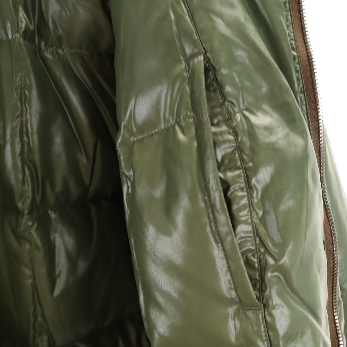 HUNTING WORLD ハンティングワールド ダウンジャケット 50 カーキ ラクーンファー付き メンズ